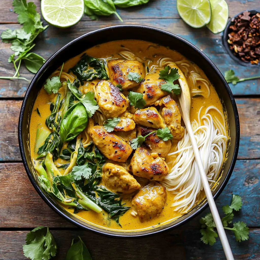 Tuerie de poulet au curry thaï et nouilles de riz en 30 minutes