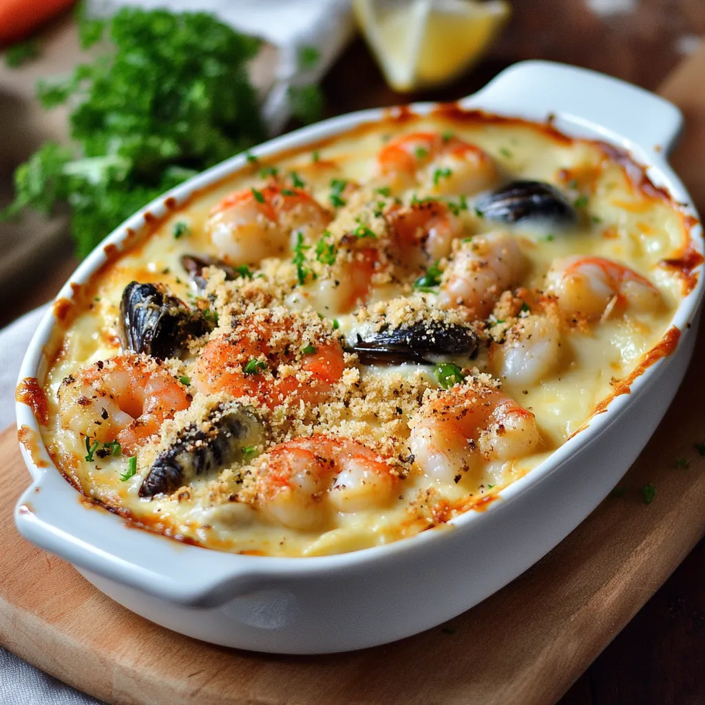 Gratin de fruits de mer à la française