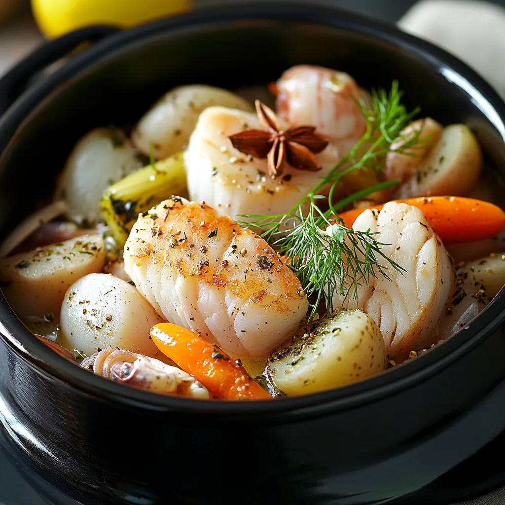 Délicieux pot-au-feu marin cocotte