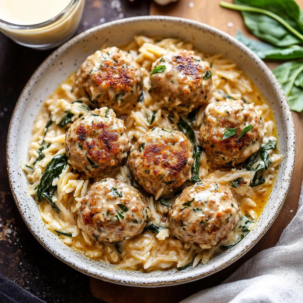 Boulettes mijotées sauce crémeuse orzo