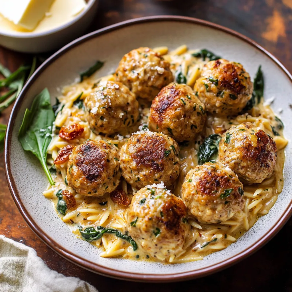 boulettes-poulet-orzo-cremeux