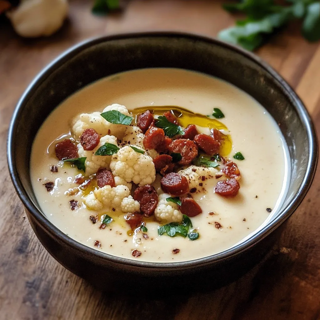 Velouté chou-fleur chorizo noisettes