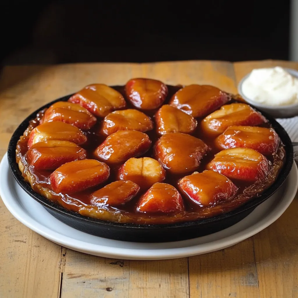 Tarte Tatin traditionnelle française aux pommes caramélisées