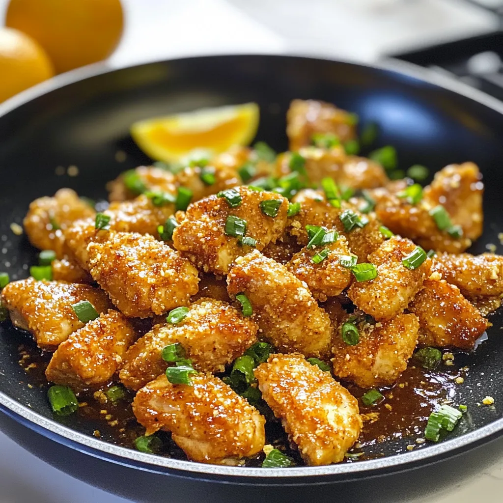 Délicieux poulet à l'orange croustillant, version keto avec une sauce sucrée-salée aux agrumes sans sucre