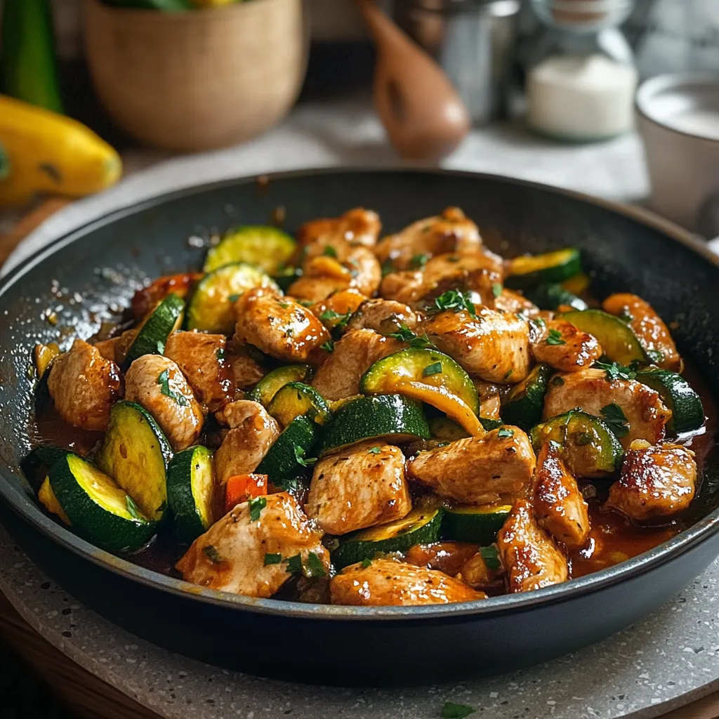 Sauté poulet courgette sauce soja