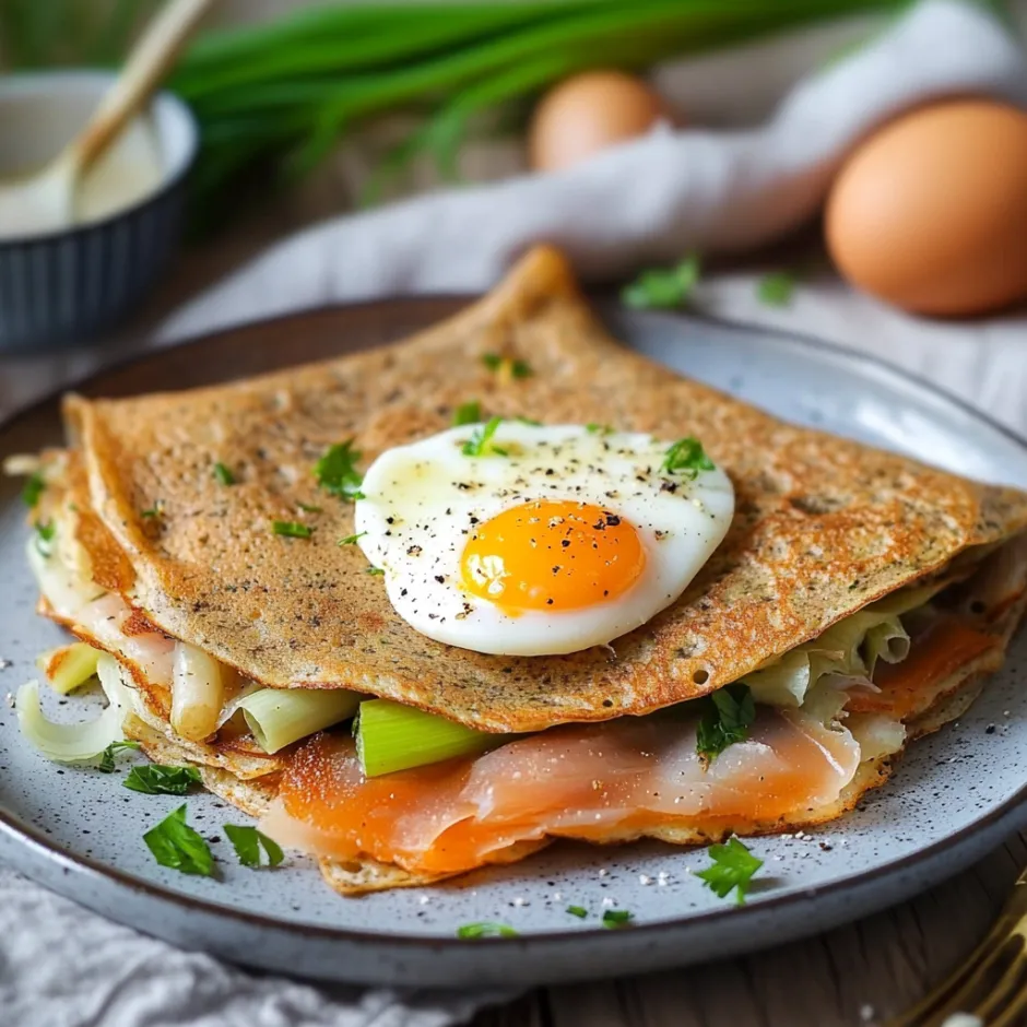 Galette de sarrasin truite-poireau-œuf - Recette bretonne saine et gourmande