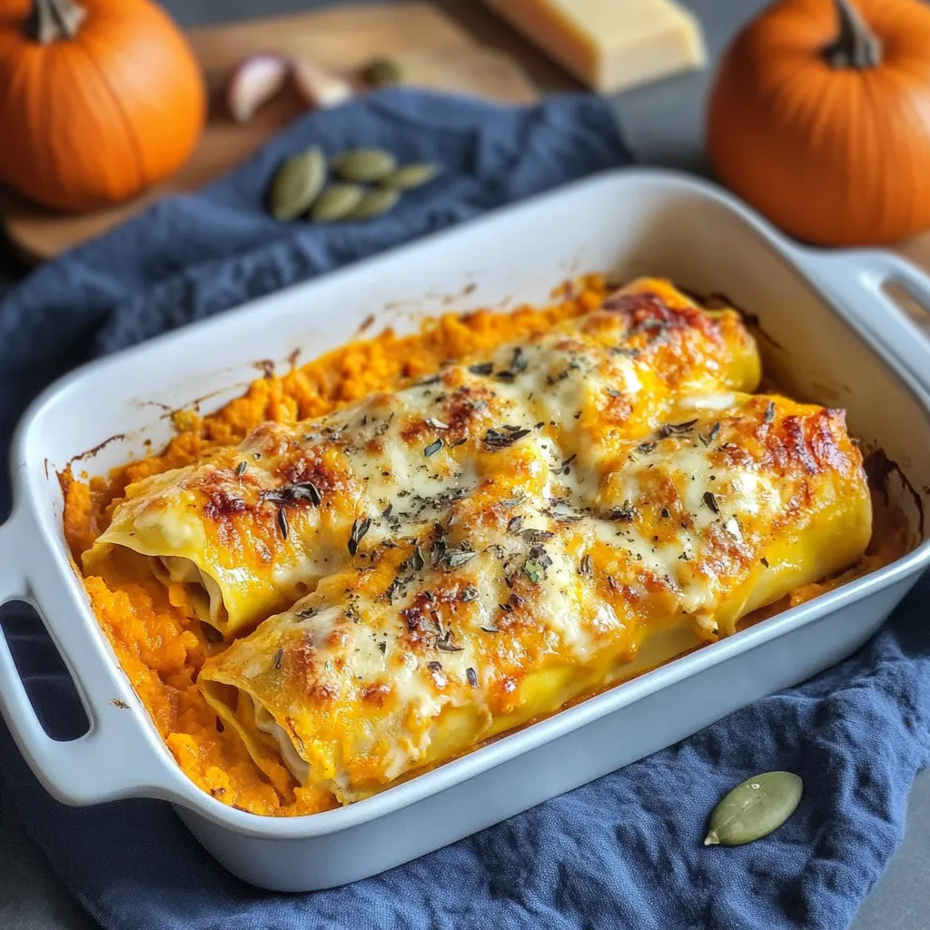 Cannelloni à la courge butternut et aux châtaignes, un véritable délice automnal.