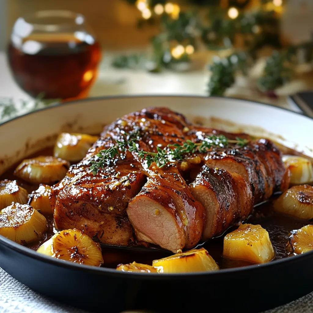 Recette de rouelle de porc aux épices et ananas