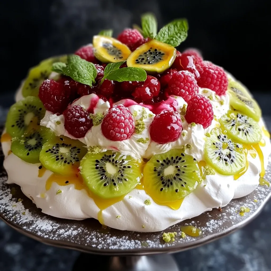 pavlova associe la légèreté d'une meringue croustillante à la douceur d'une ganache au fruit de la passion