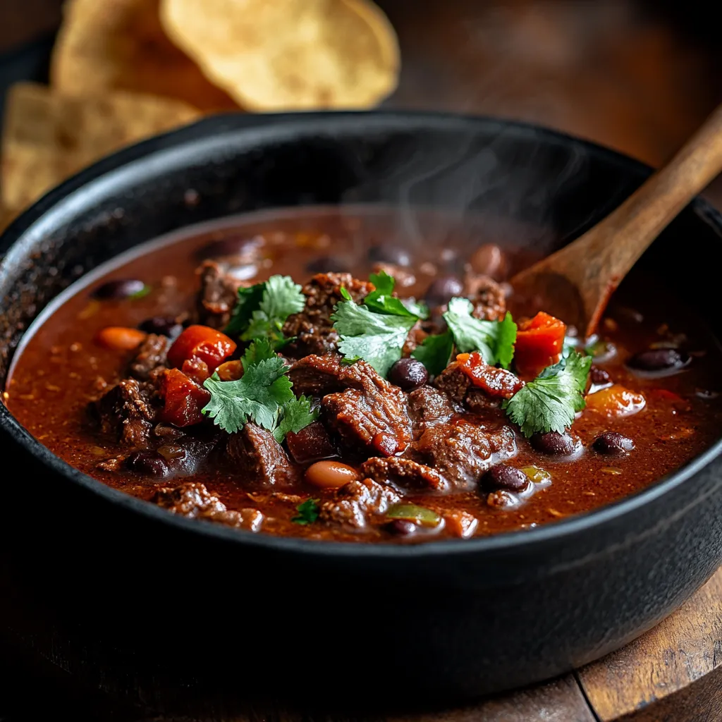 Chili con carne savoureux et réconfortant aux joues de bœuf fondantes