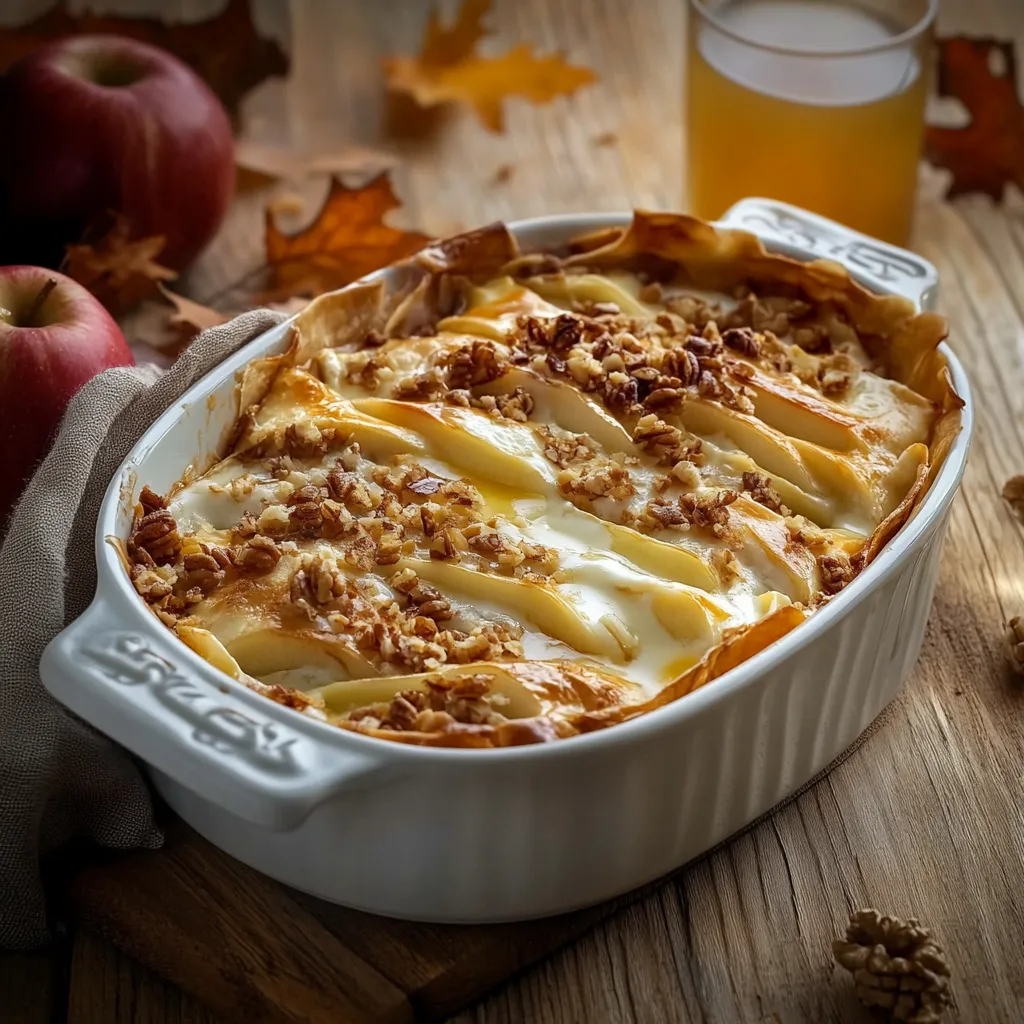 recette de gratin de pâte filo au camembert et pommes, un plat sucré-salé