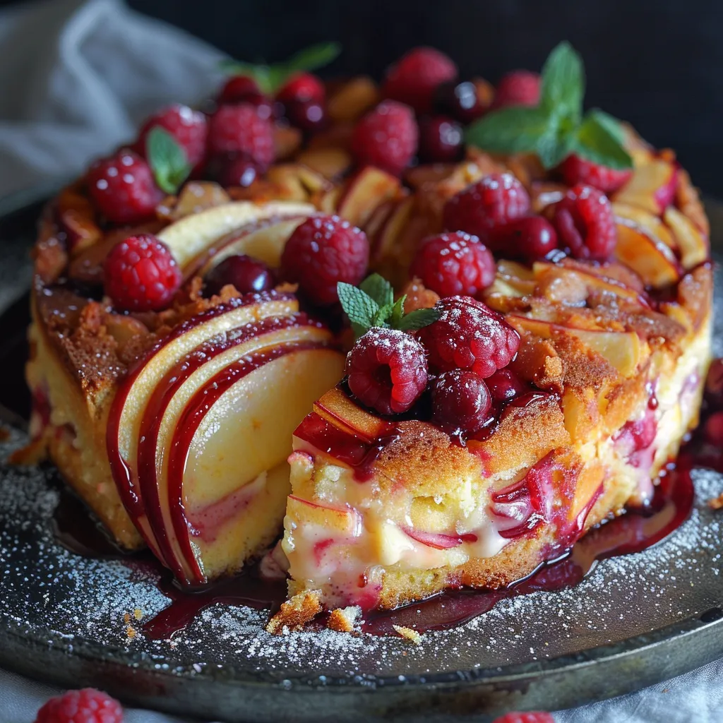 Cake aux Pommes et Framboises: Recette Facile et Rapide en 15 Minutes