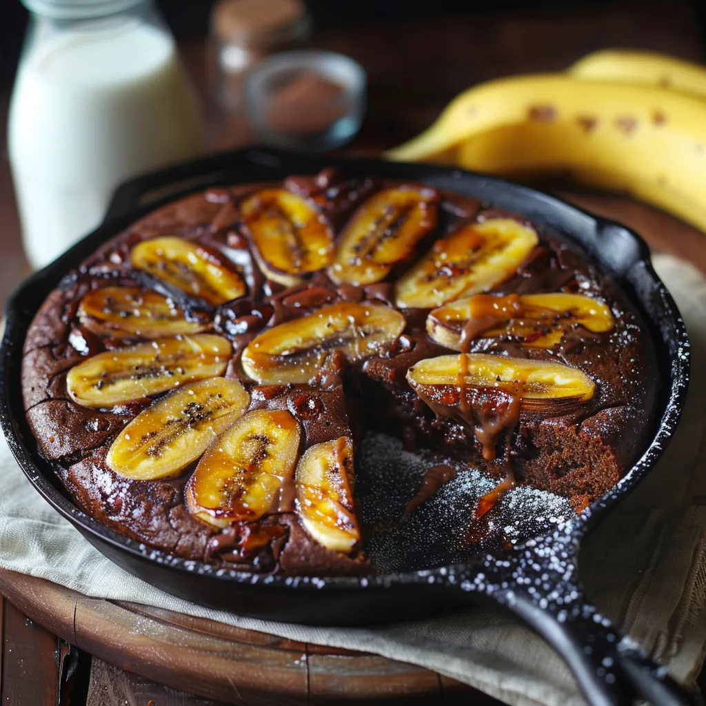 Dessert Rapide: Gâteau Chocolat et Bananes Caramélisées à la Poêle