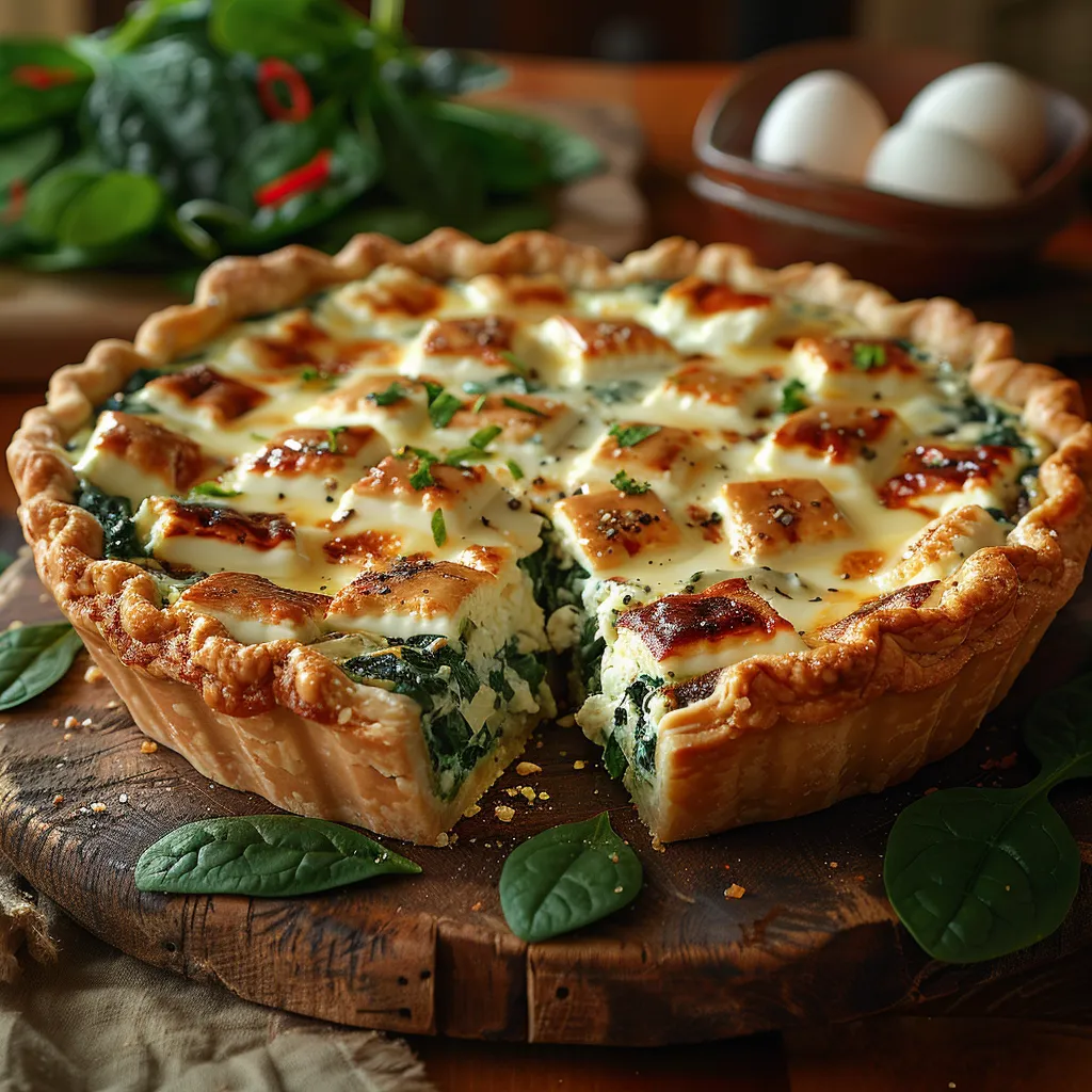 Quiche Boursin épinards dorée sortie du four