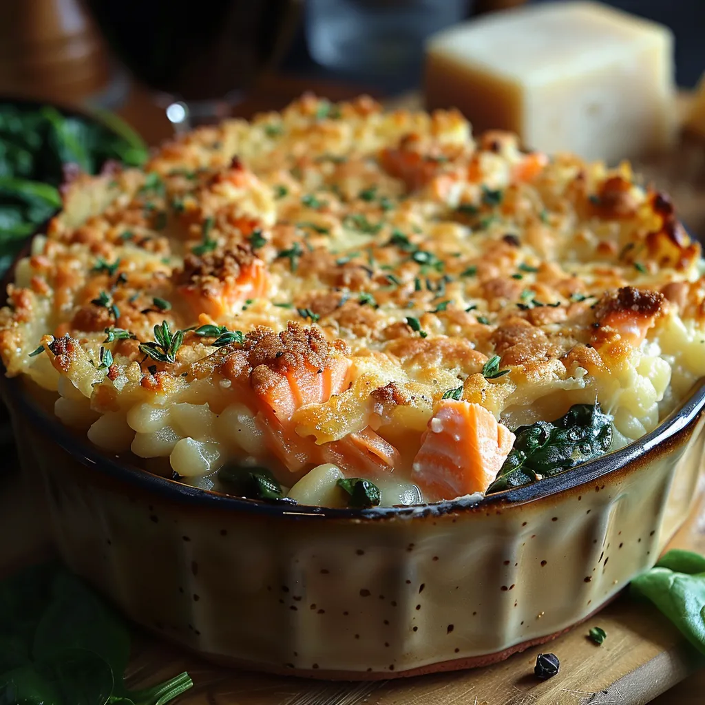 Parmentier Saumon Épinards Crumble Croustillant