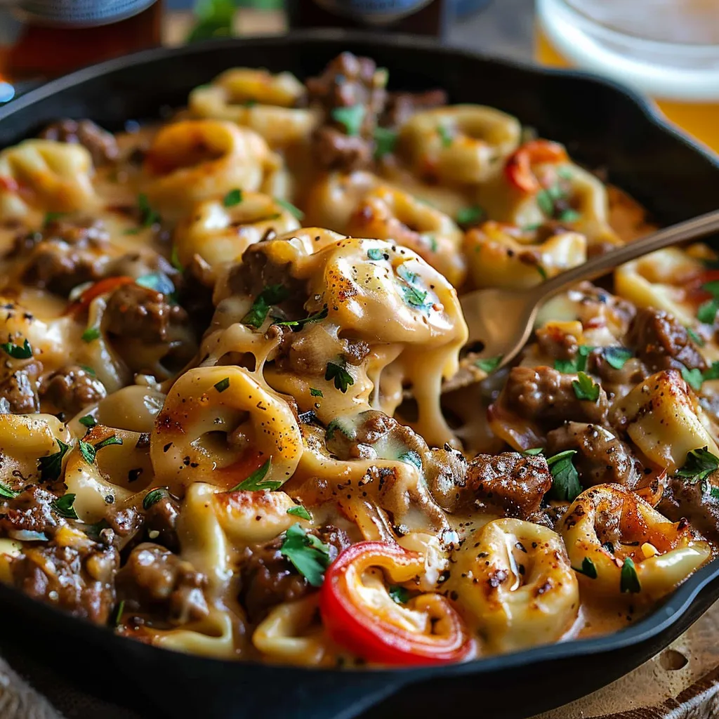 Tortellini façon Cheesesteak - Fusion italo-américaine rapide