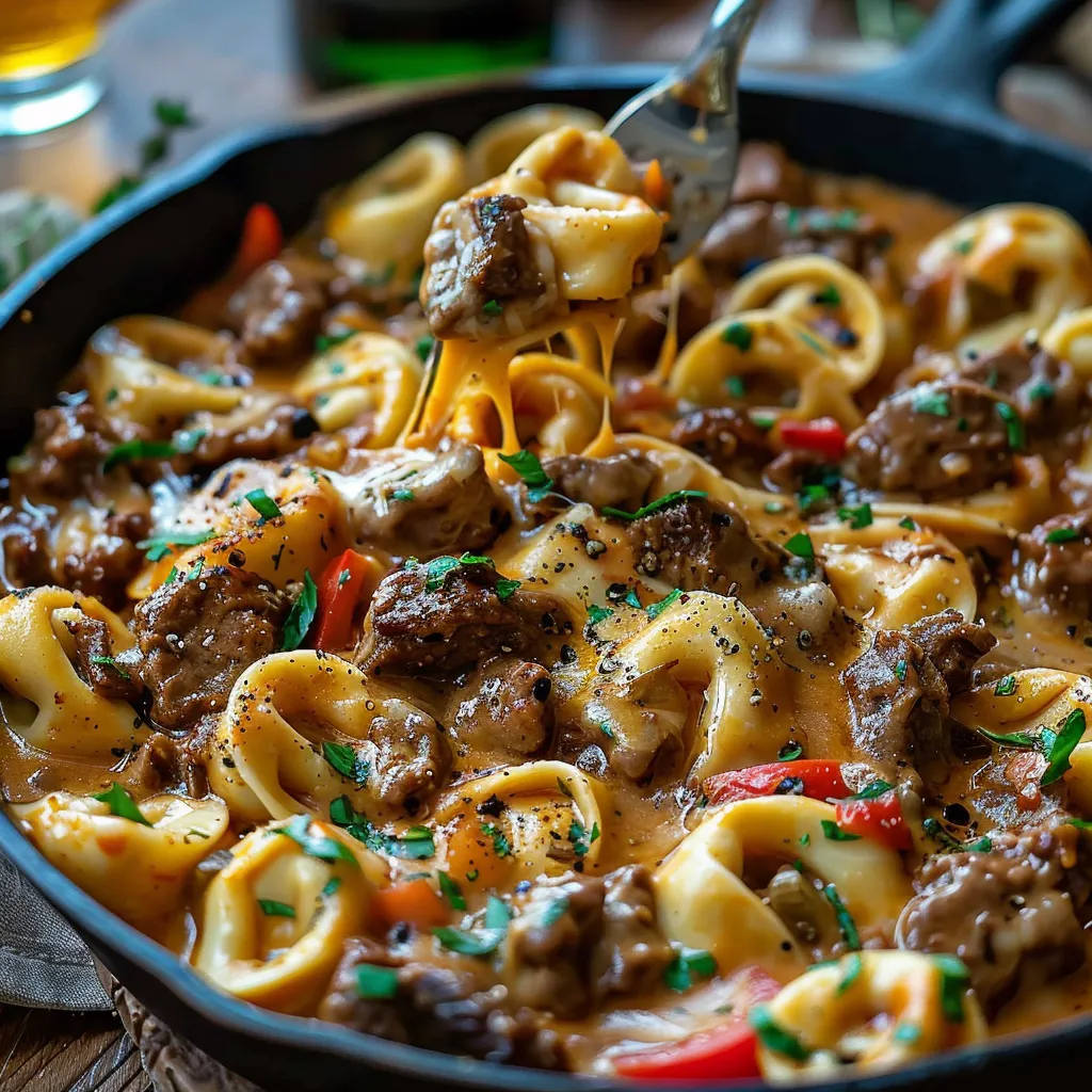 recette de tortellini façon cheesesteak