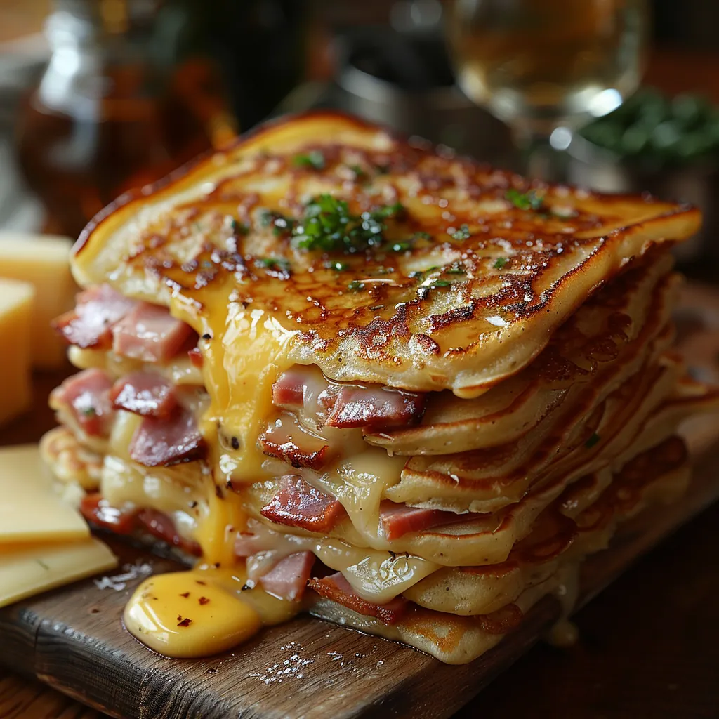 pancakes salés jambon-fromage