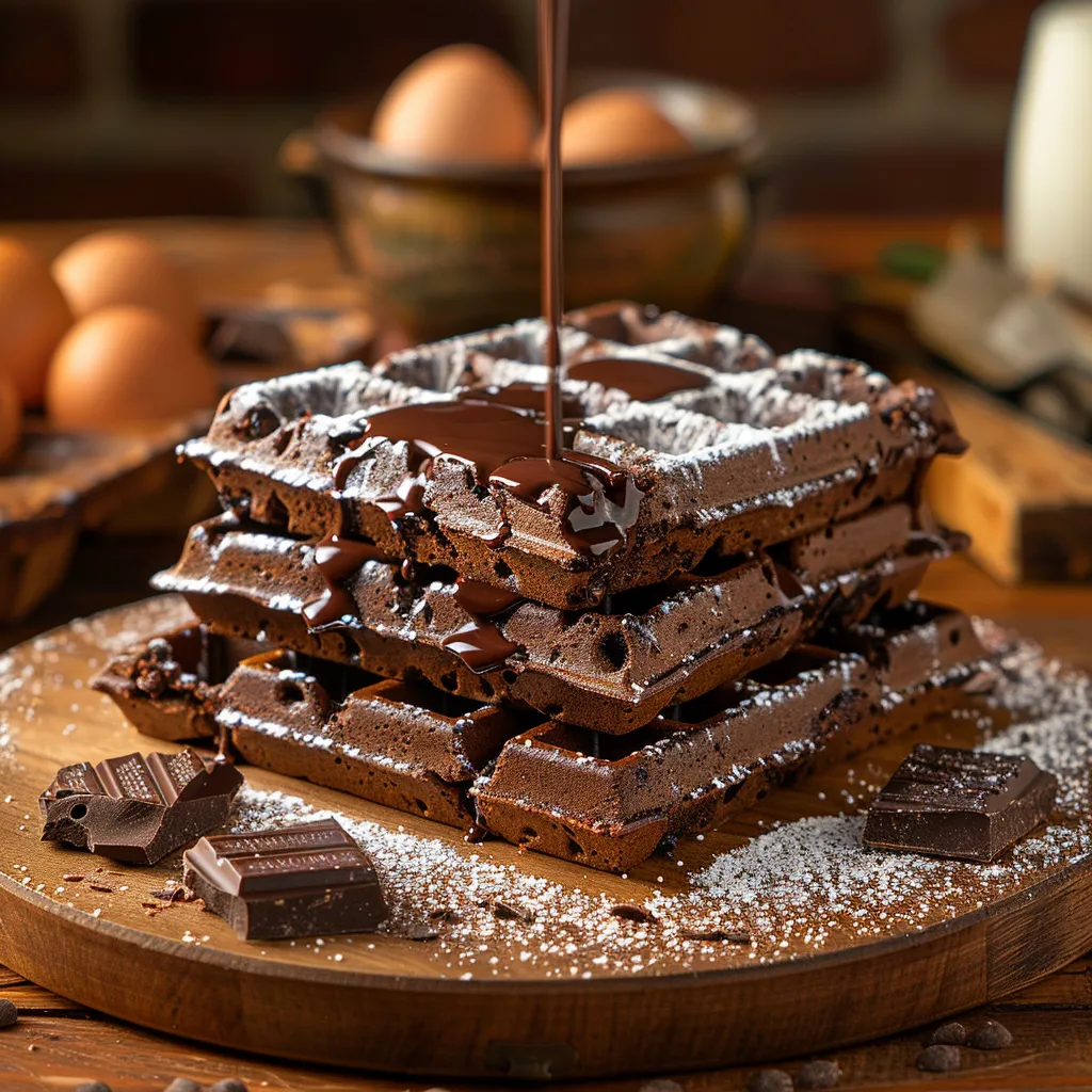 délicieux mélange entre gaufre et brownie pour des petits-déjeuners ou goûters gourmands.
