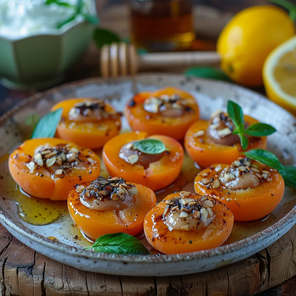 recette d'abricots farcis aux amandes et au miel, un dessert estival rapide, léger et savoureux