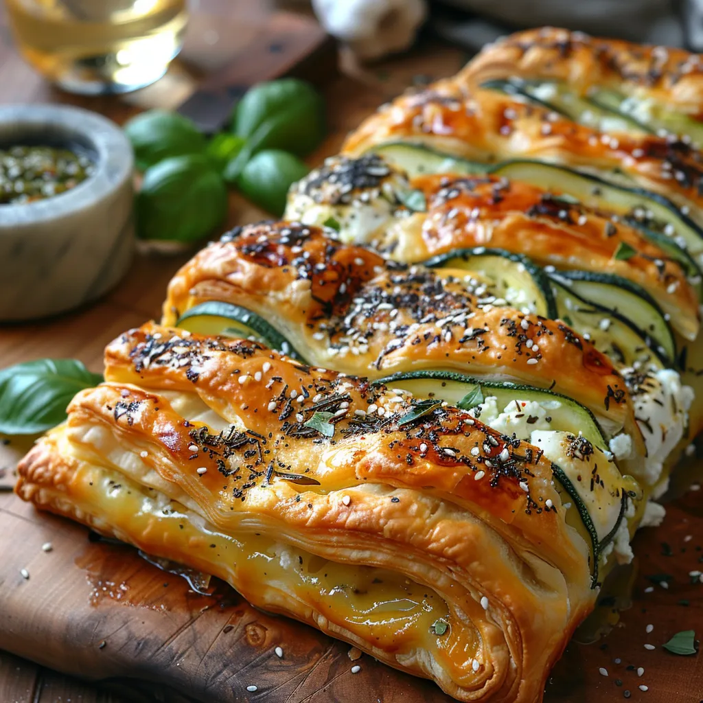 Feuilleté aux courgettes et burrata