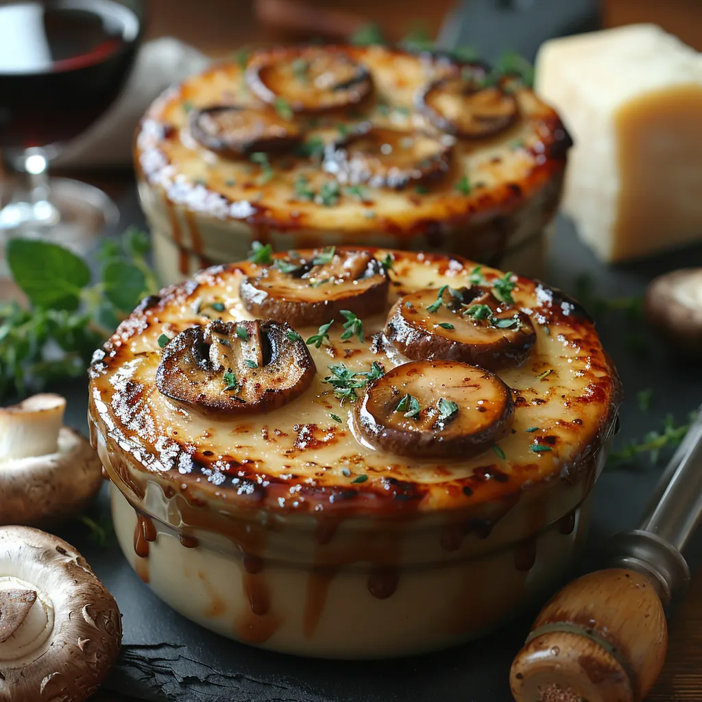Crème brûlée salée aux champignons et parmesan