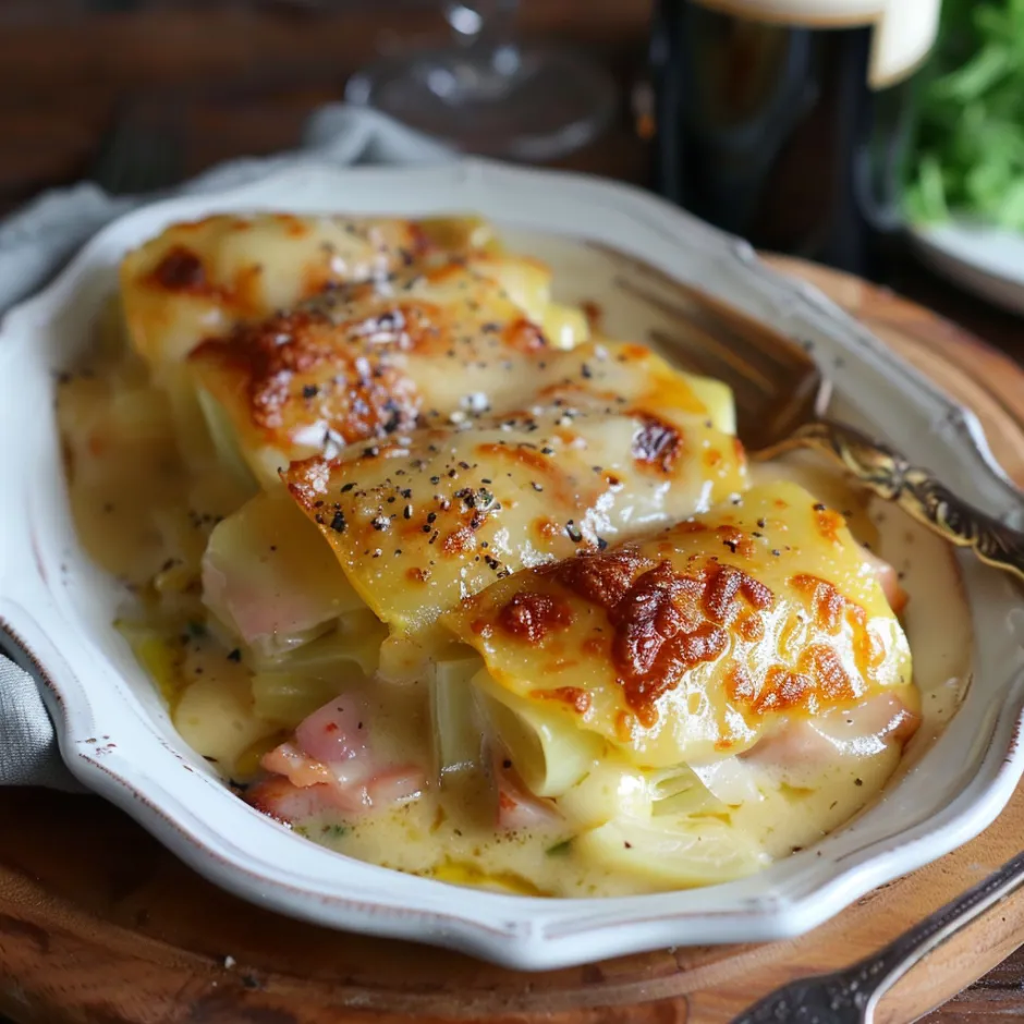 Recette familiale d'endives au jambon gratinées à la béchamel