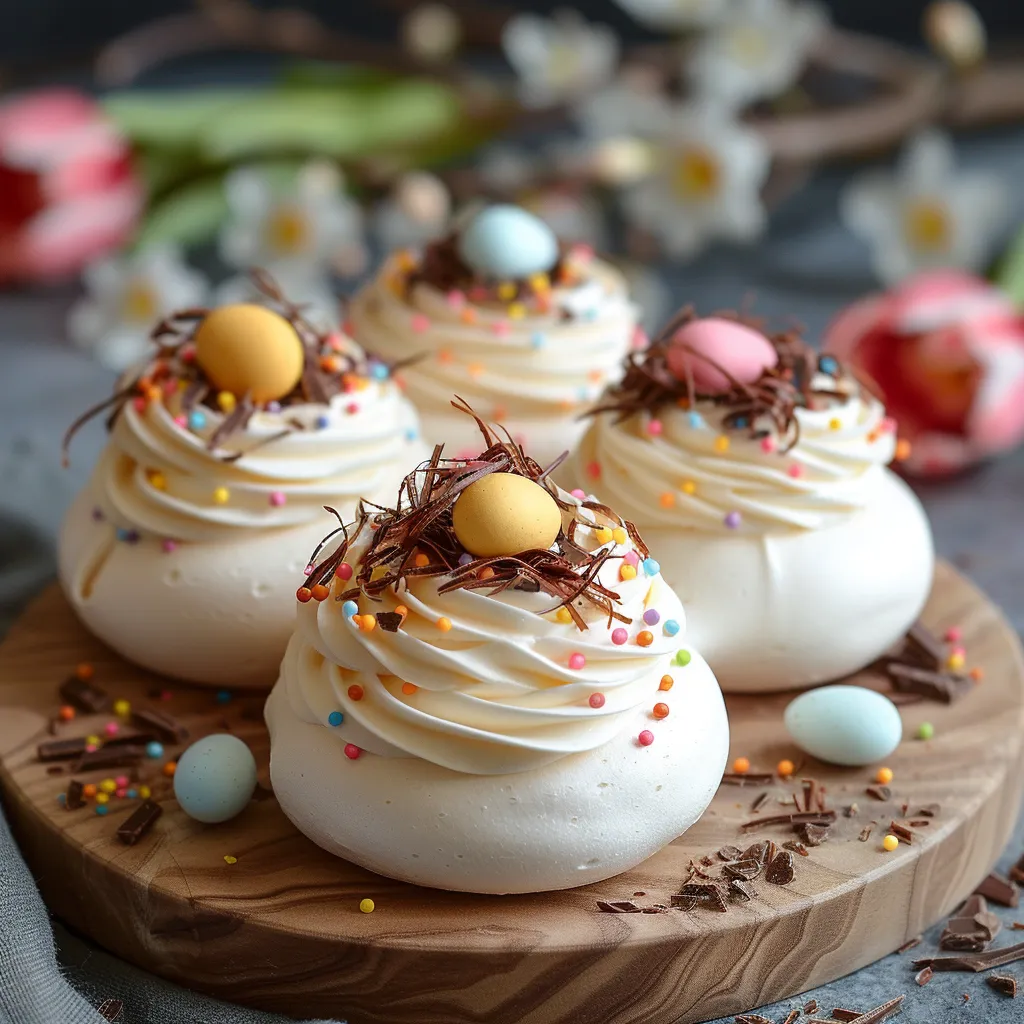 Nid de Pâques façon Pavlova - Dessert meringué festif
