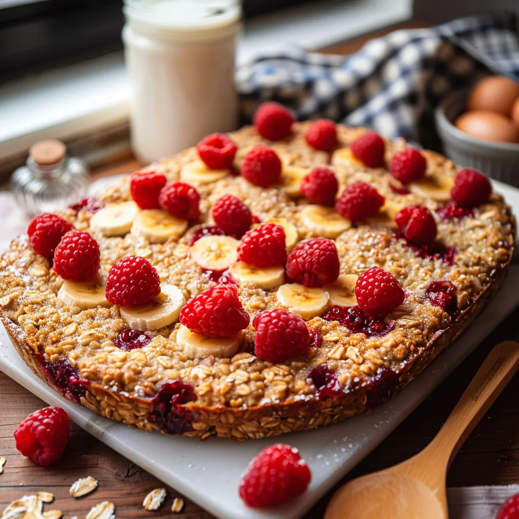 Gâteau Avoine Banane Framboises