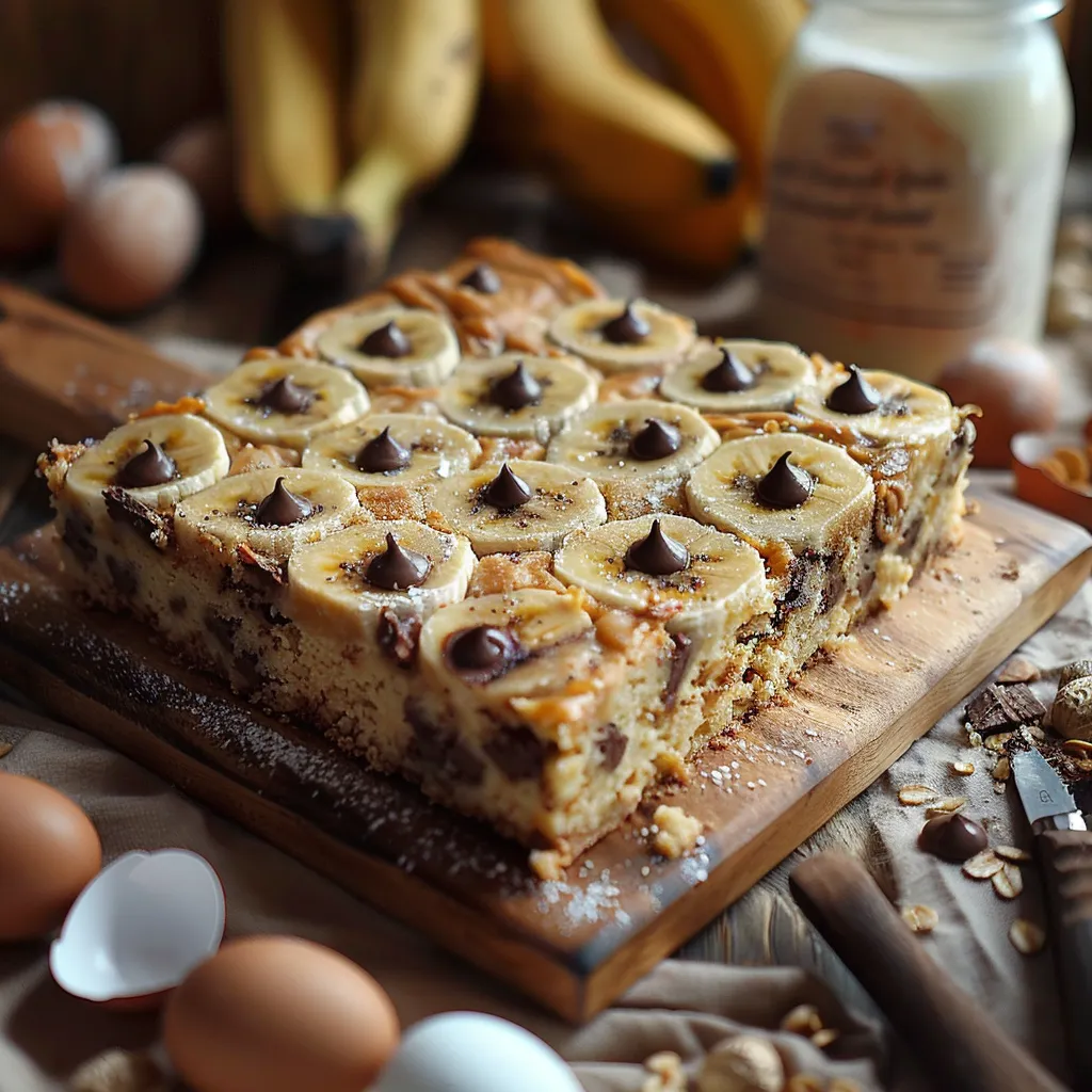 Gâteau banane, beurre de cacahuète et pépites de chocolat - Recette facile