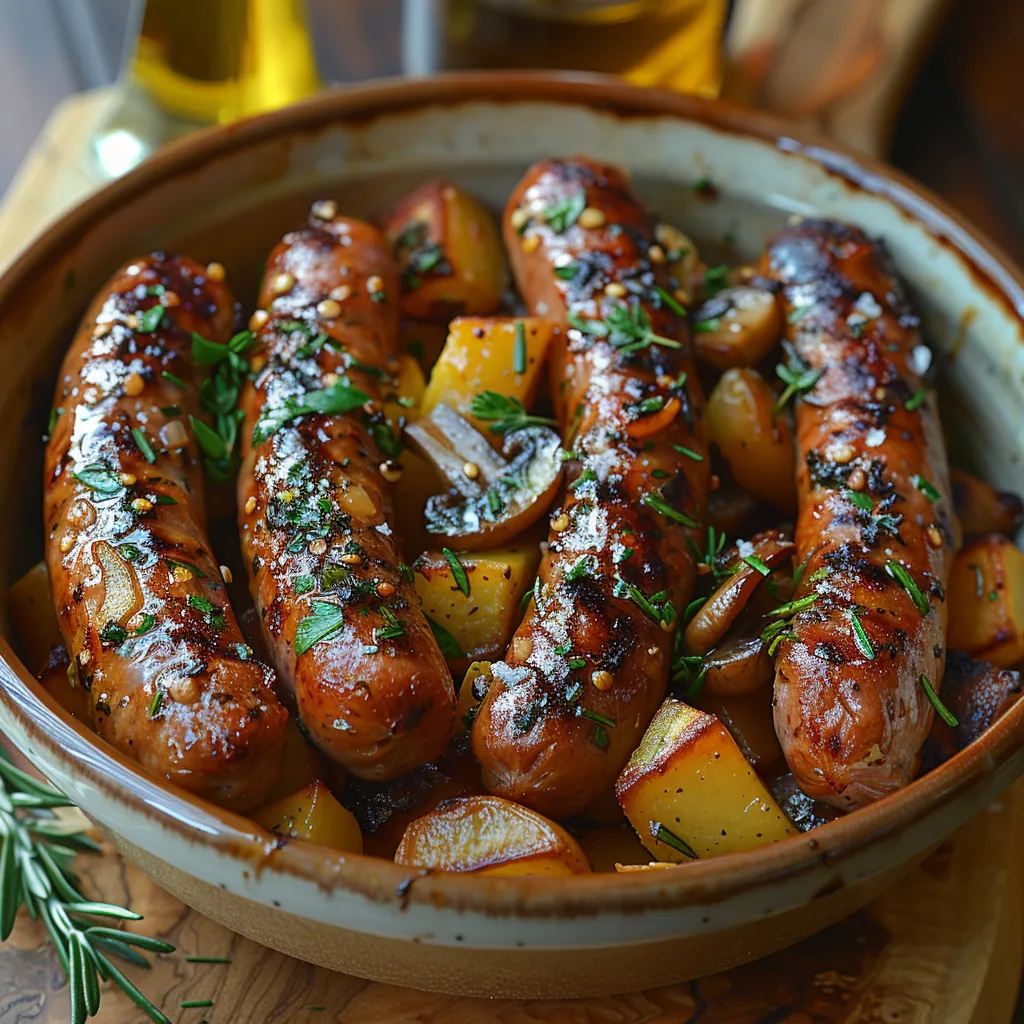 Saucisses Pommes de Terre Champignons