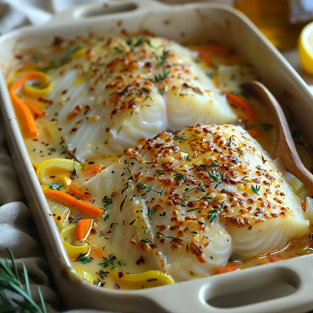 Filets de Cabillaud au Four à la Crème et aux Légumes - Recette Rapide