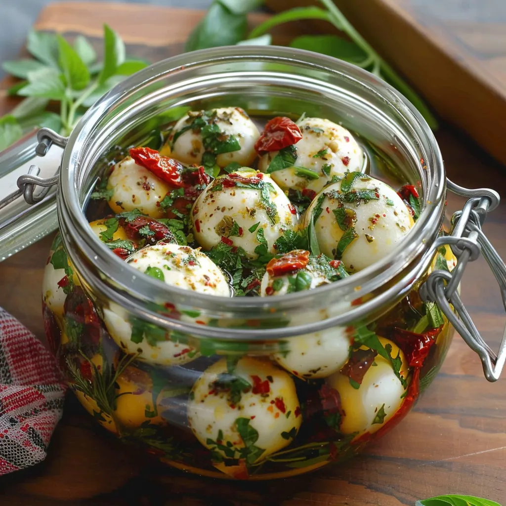 Billes de mozzarella marinées à l'italienne pour l'apéritif