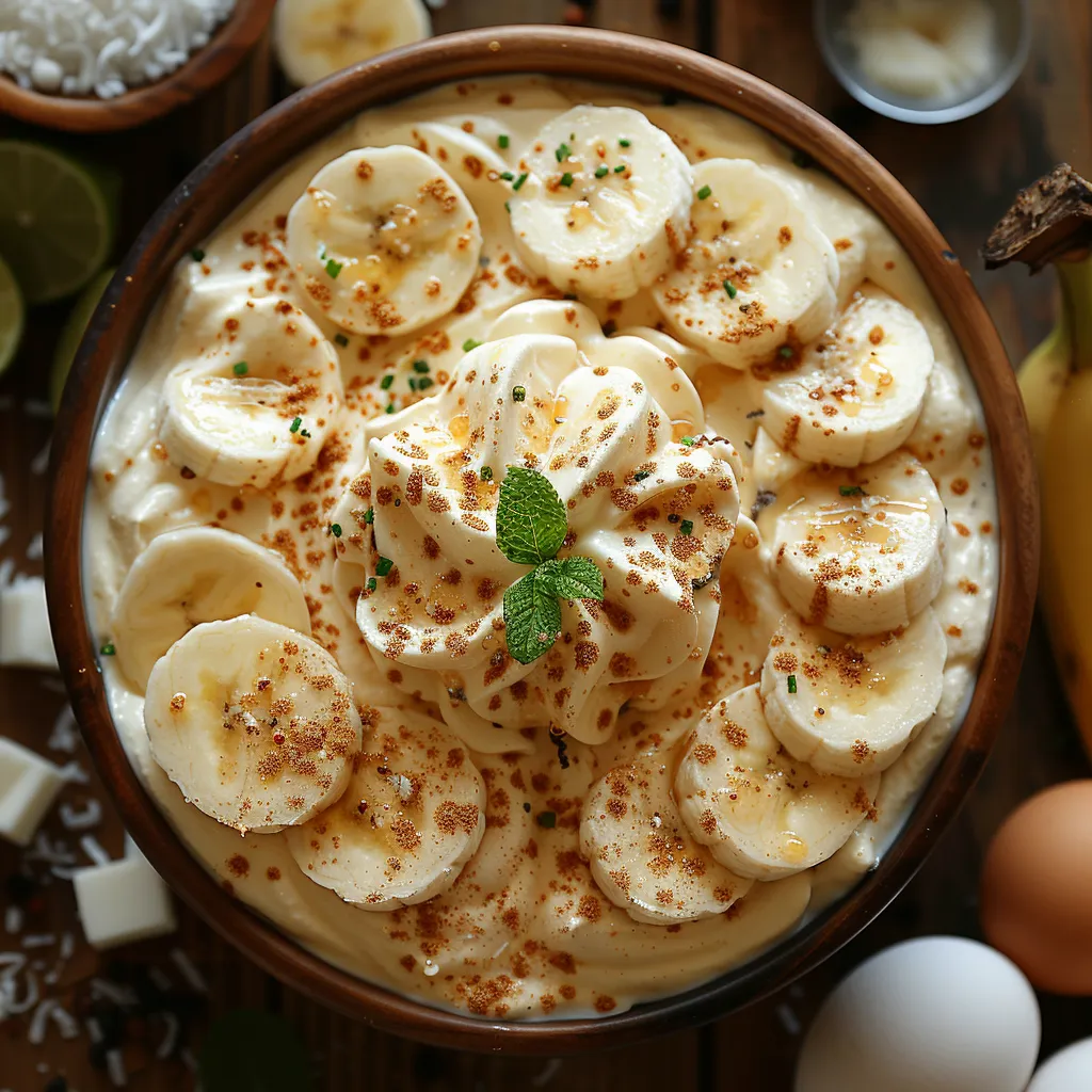 Île flottante à la banane & à la crème anglaise