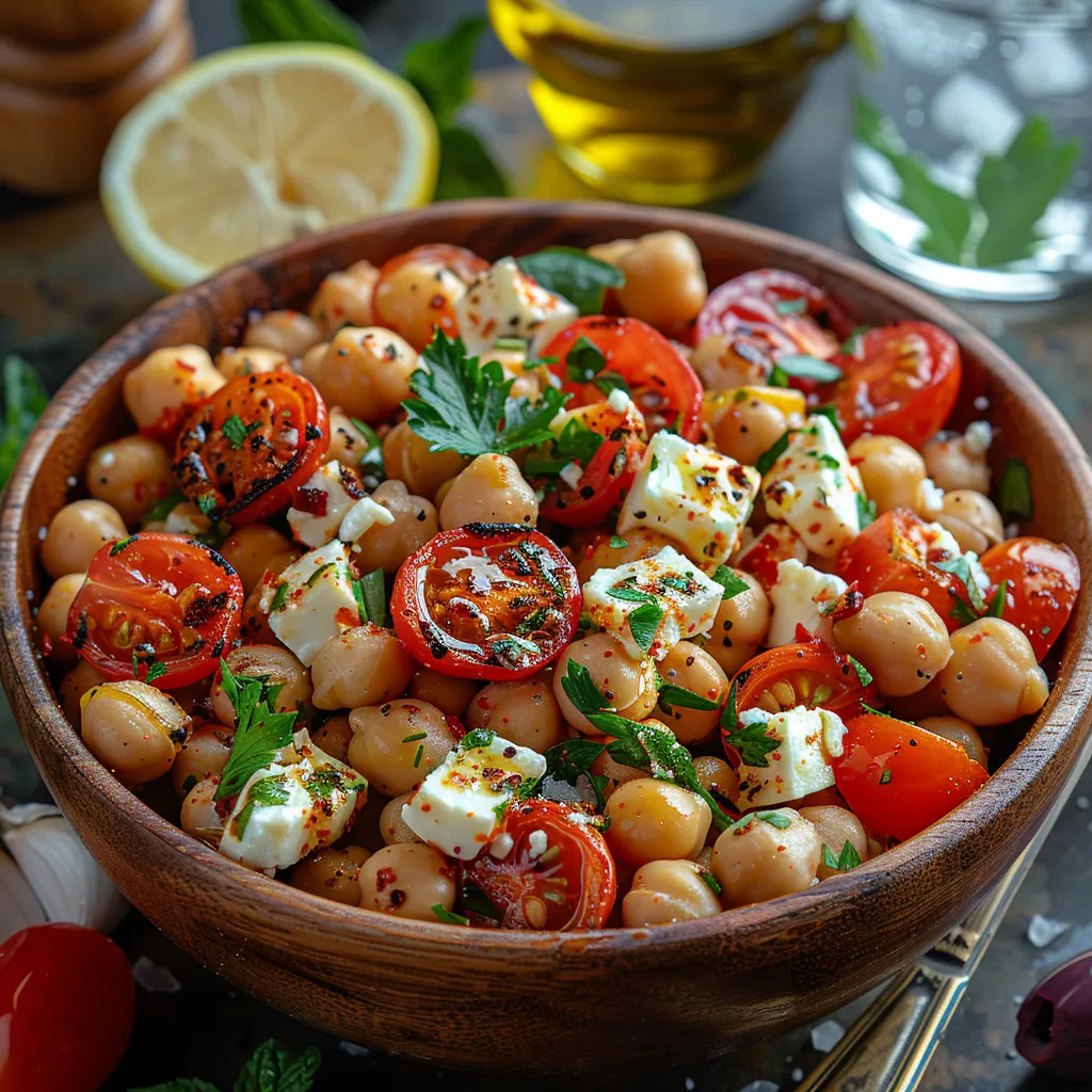 Salade de pois chiches, tomate et féta | Recette délicieuse