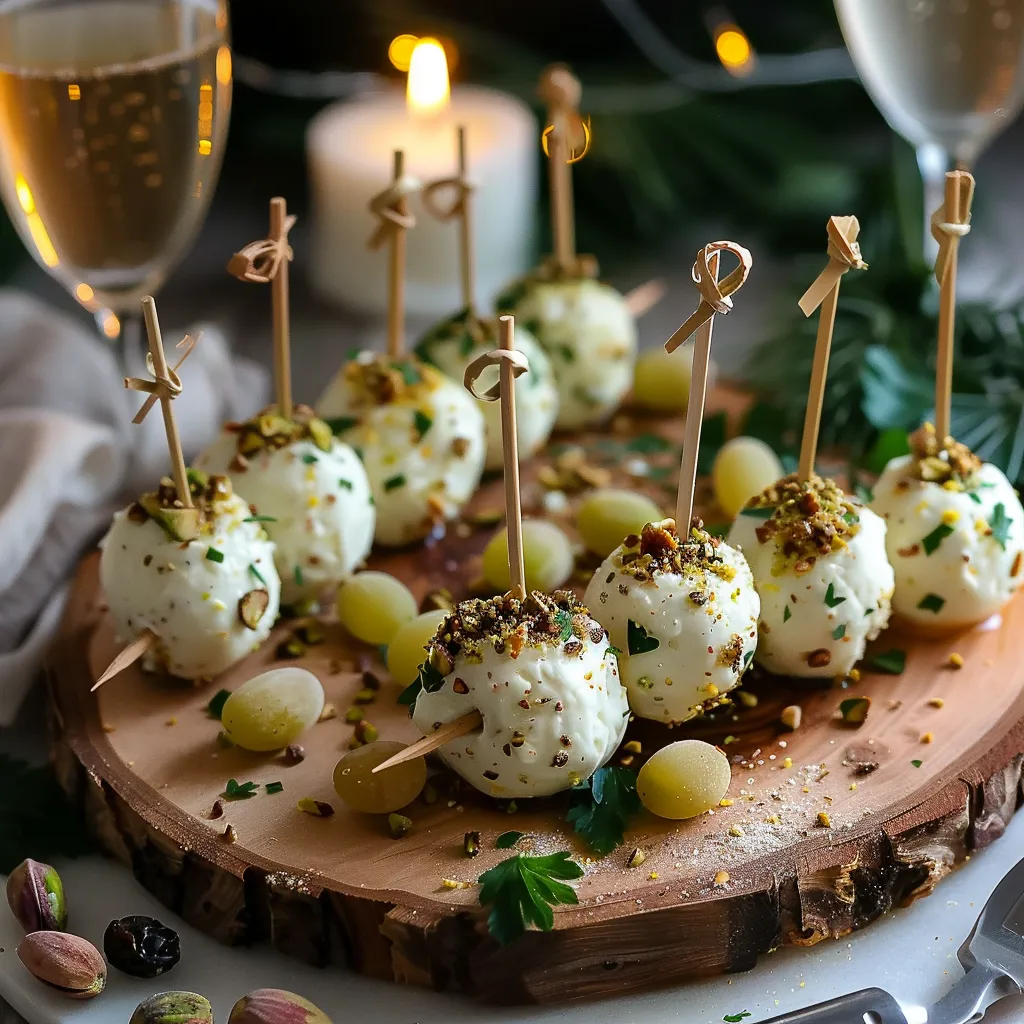 Bouchées de chèvre frais aux raisins et pistaches