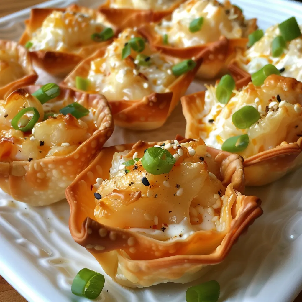 Bouchées croustillantes au crabe et fromage à la crème enveloppés dans des won-tons frits