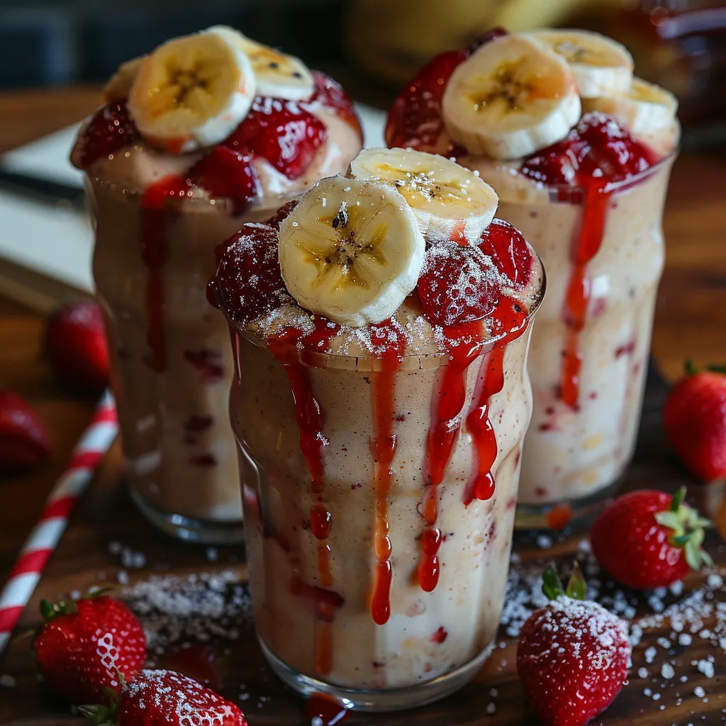 Lait aromatisé à la banane style coréen et sa compote de fraises
