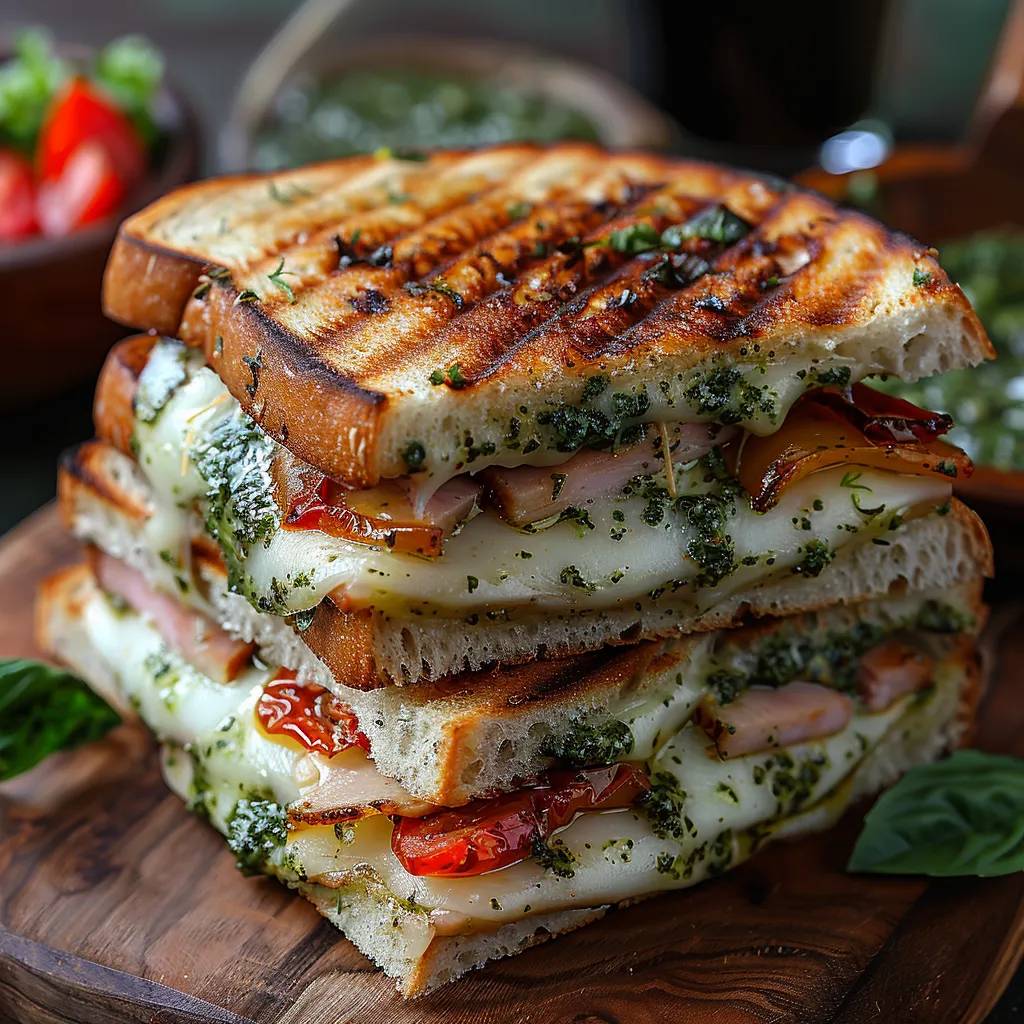 Version méditerranéenne du croque-monsieur associe le fondant de la mozzarella, la fraîcheur du pesto