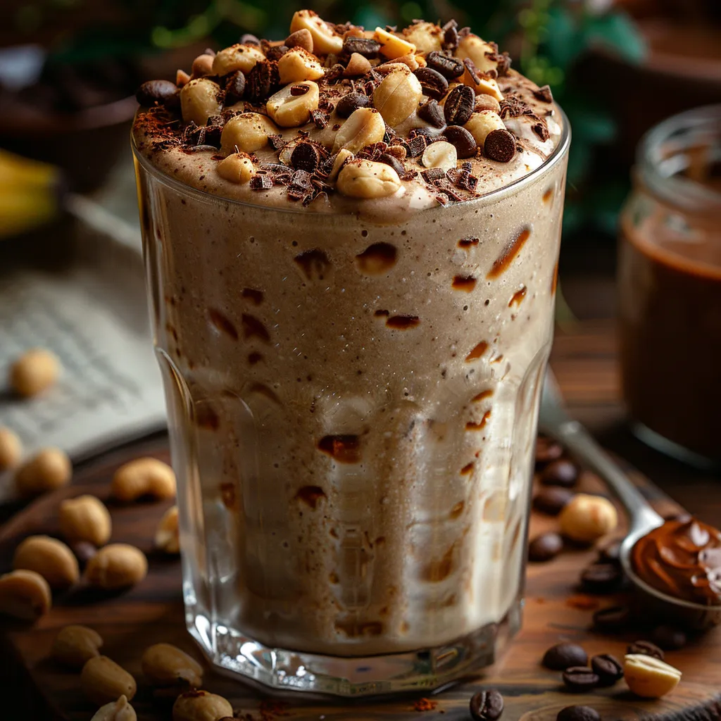 Smoothie crémeux associe le goût sucré des bananes, l'intensité du café et la richesse du chocolat