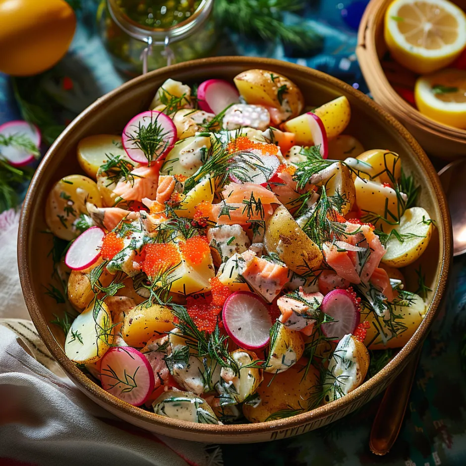 Salade de pommes de terre au maquereau fumé | Recette fraîcheur