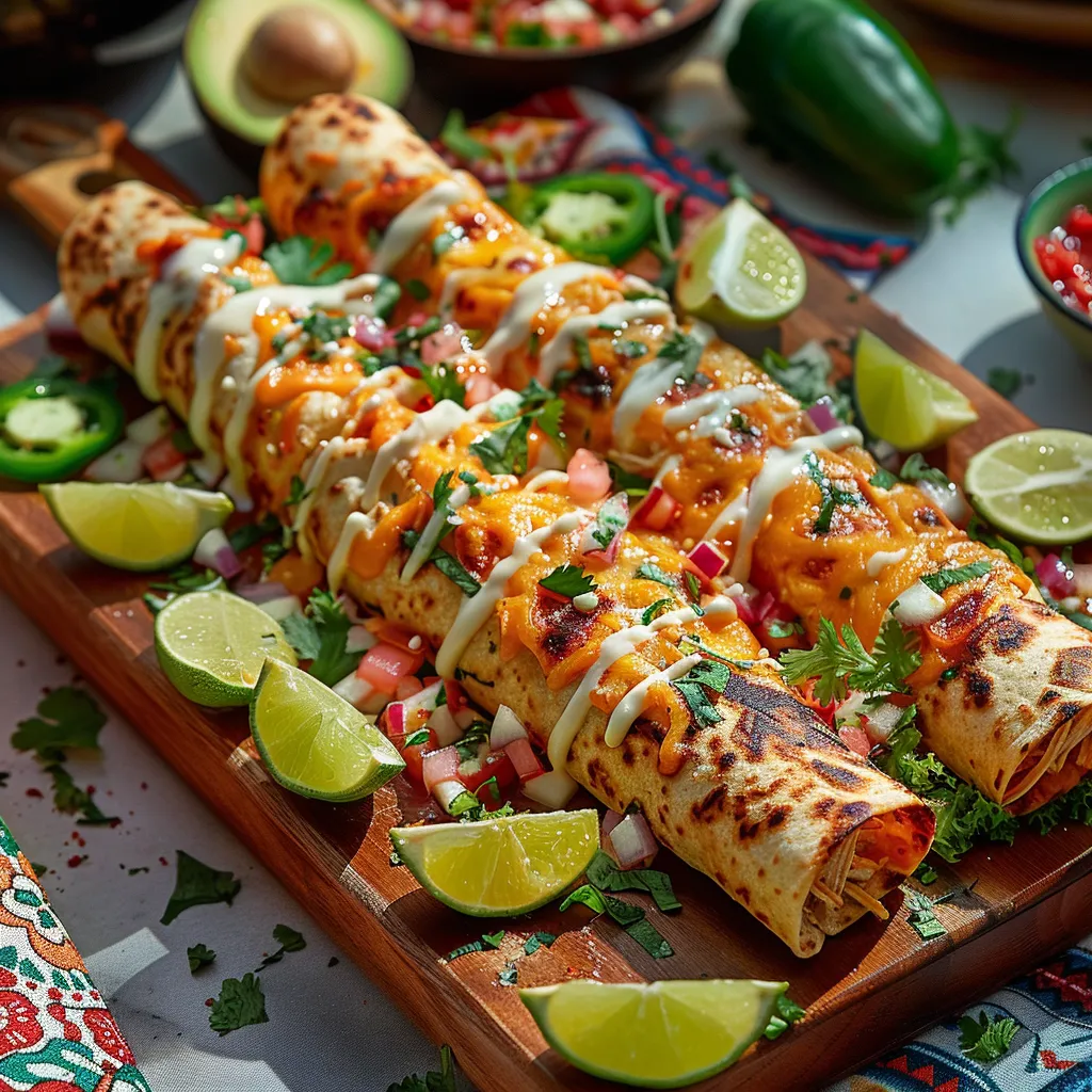 Roulés au poulet et au fromage style taquitos