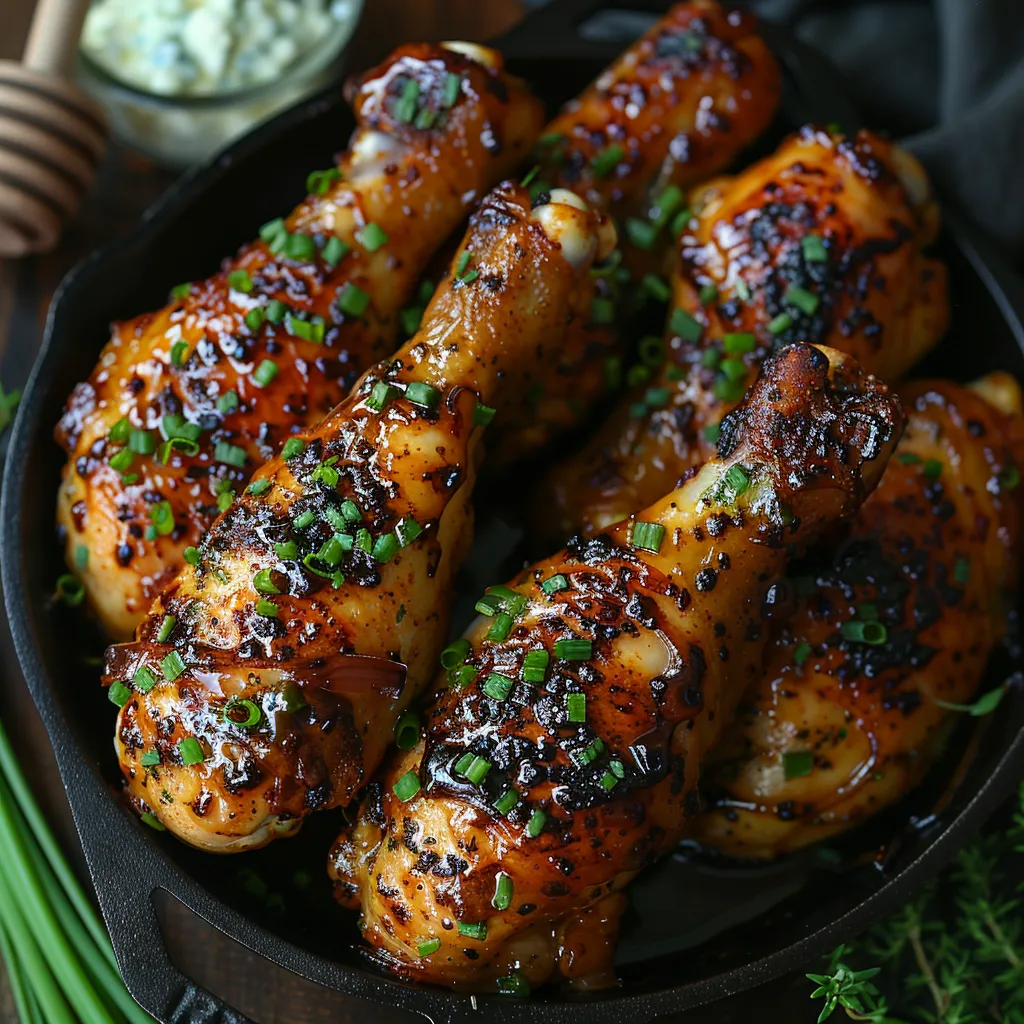 Pilons de poulet sucrés-épicés marinés au babeurre, accompagnés d'une sauce au fromage bleu – Recette facile