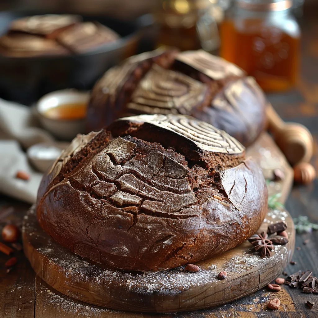 Pain cacao au levain aux pépites de chocolat noir et miel de châtaignier.