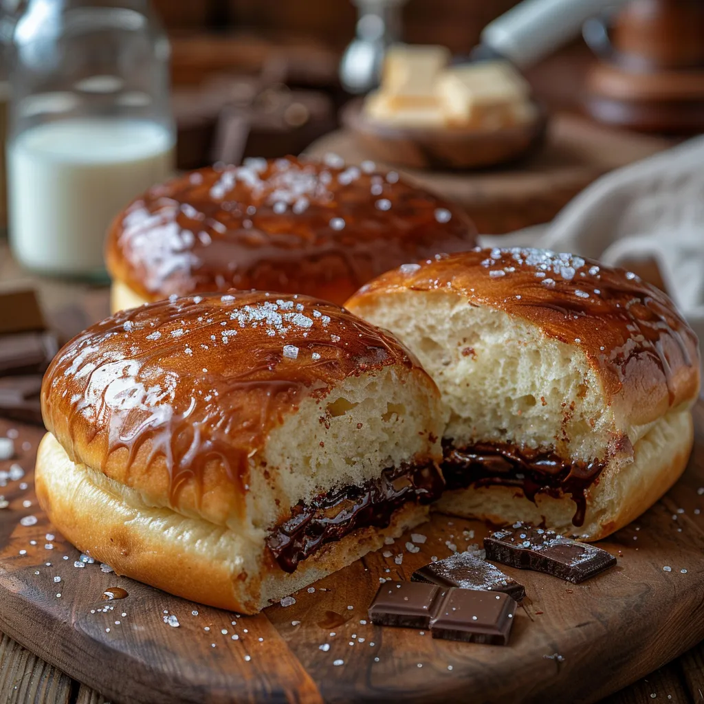 délicieux Pitch maison, ces pains au lait moelleux fourrés d'une barre de chocolat.