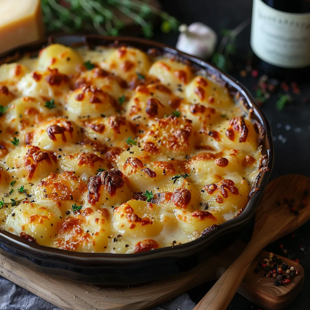 Recette de gratin dauphinois à la raclette, un plat familial réconfortant aux pommes de terre fondantes et fro