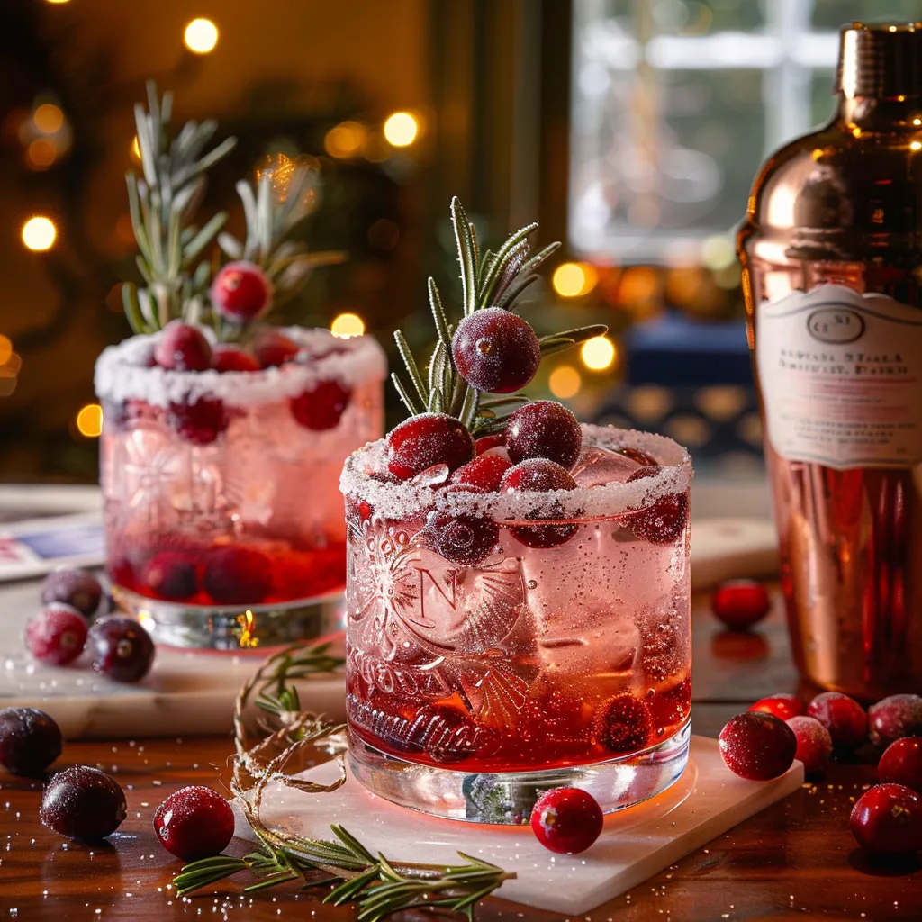 Cocktails Snow Globe aux canneberges | Boisson festive magique