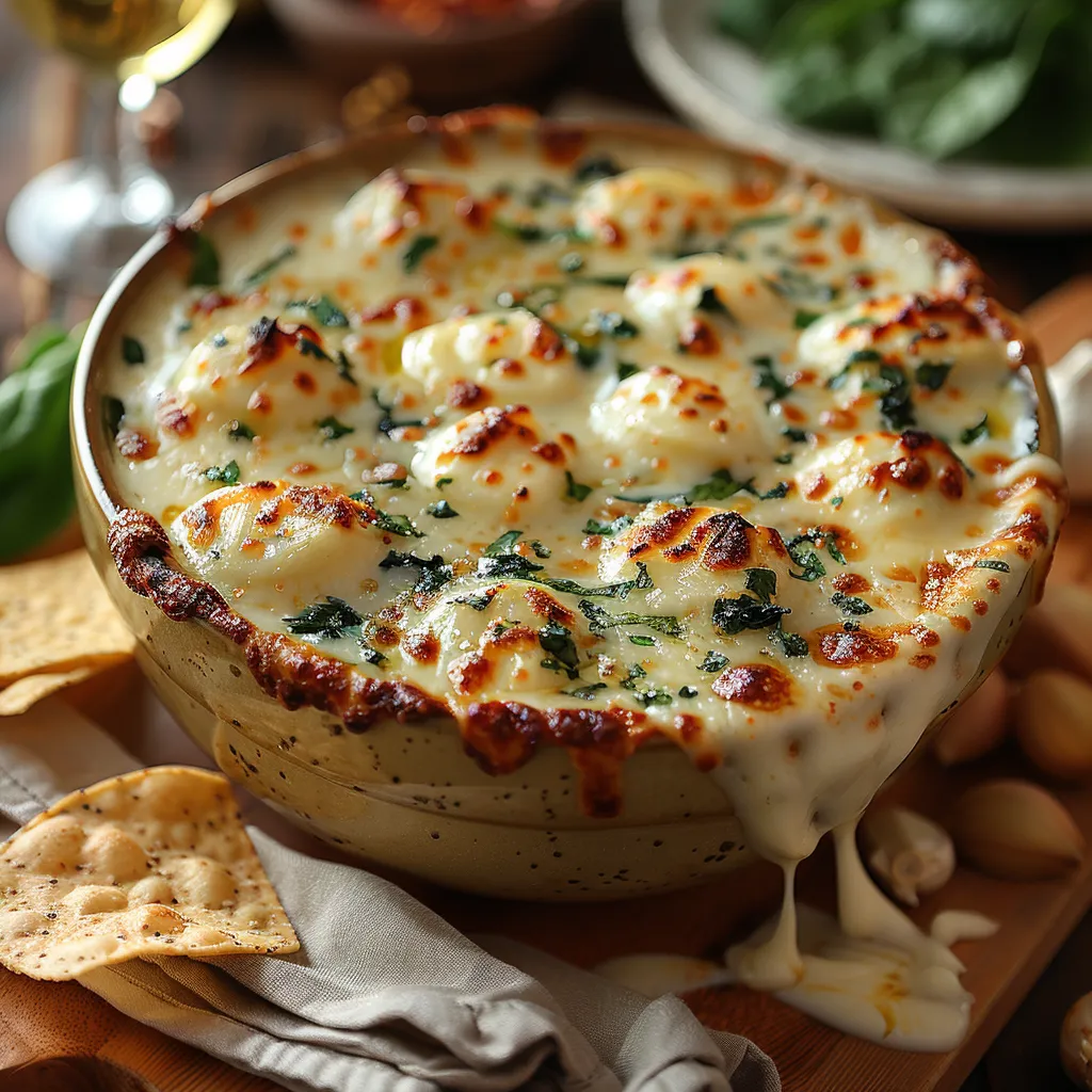 Trempette chaude au fromage, épinards et artichauts
