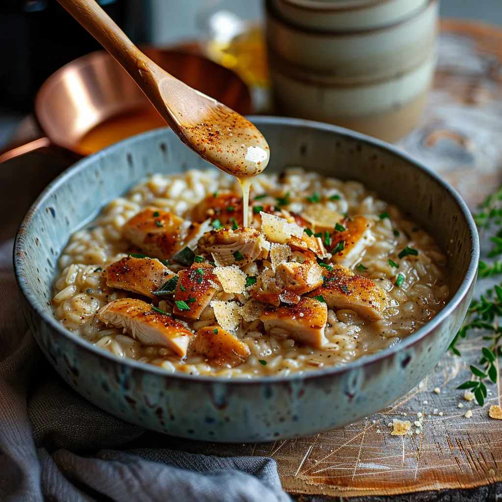 Risotto d'épeautre aux restes de poulet | Recette économique et savoureuse