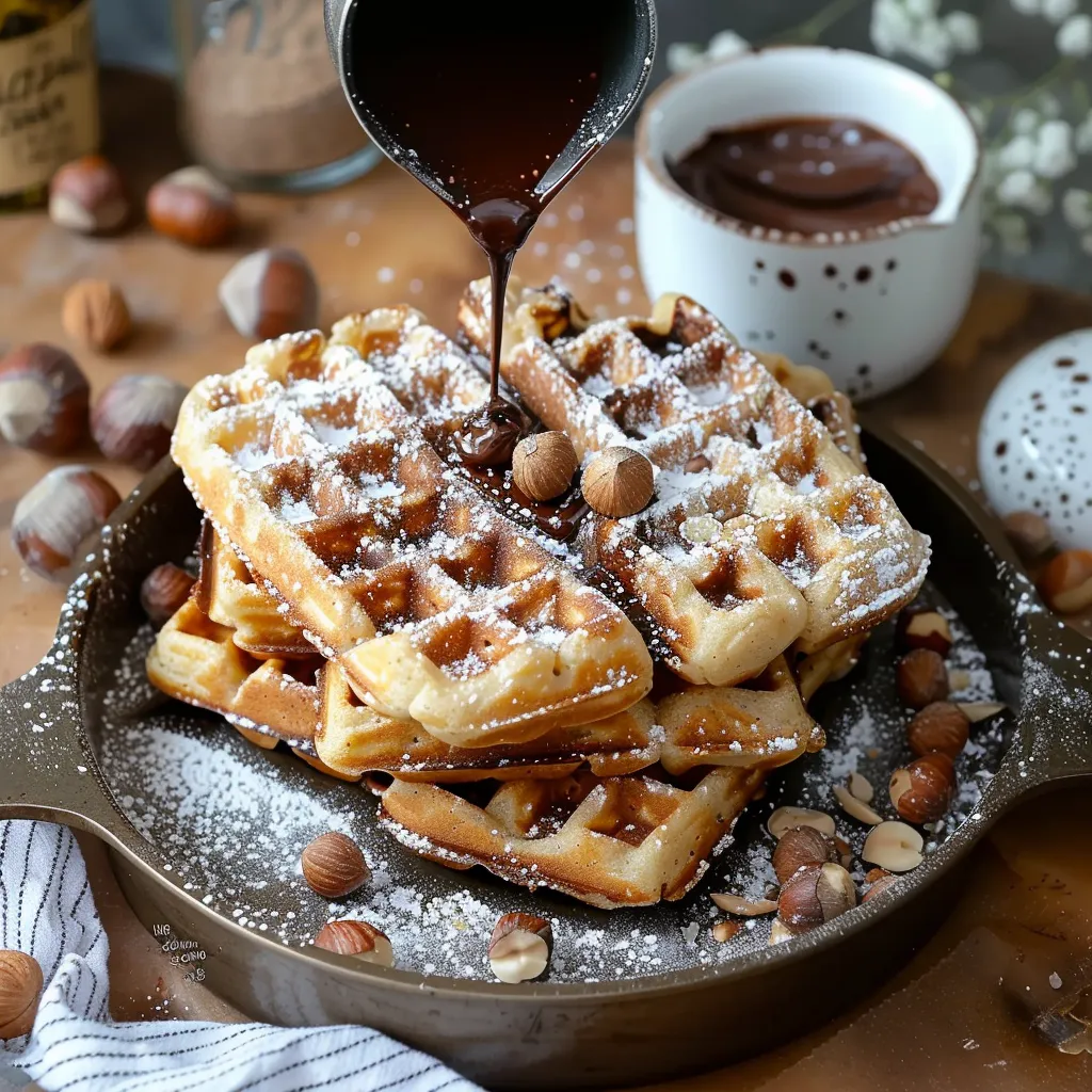 Recette de gaufres croustillantes aux noisettes, parfaites pour le goûter